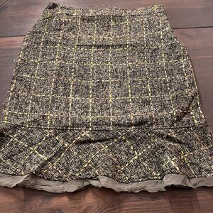 DFA New York Womens Skirt Size 12 Black Tweed Ruffle Side Zip & Lined Career